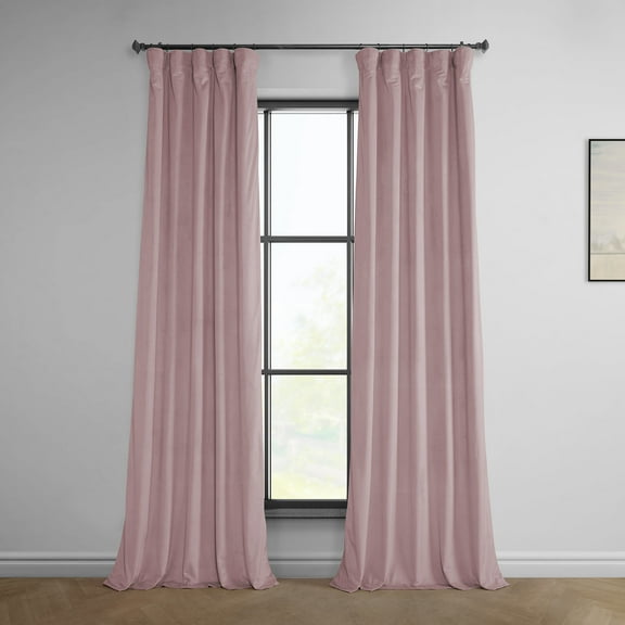 HPD Half Price Drapes Ballet Pink Heritage Plush Velvet Room Darkening Curtains for Bedroom & Living Room Curtains (1 Panel), Window Curtains 108 inches long, Rod Pocket Curtains & Drapes, 50W X 108L