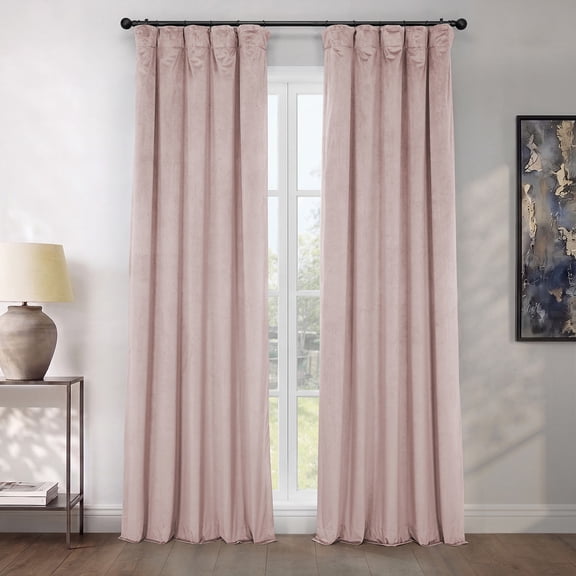 HPD Half Price Drapes Ballet Pink Heritage Plush Velvet Room Darkening Curtains for Bedroom & Living Room Curtains (1 Panel), Window Curtains 120 inches long, Rod Pocket Curtains & Drapes, 50W X 120L