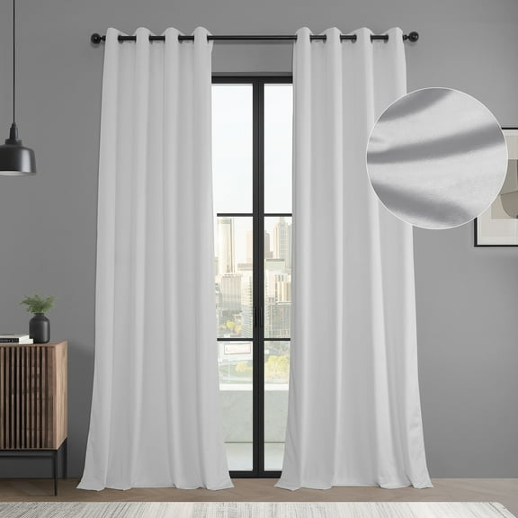 HPD Half Price Drapes Basic Deluxe Velvet Room Darkening Curtains 2 Panels Set - Grommet Curtains 108 Inches Long Window Curtains for Living Room & Curtains for Bedroom, 50W x 108L, White
