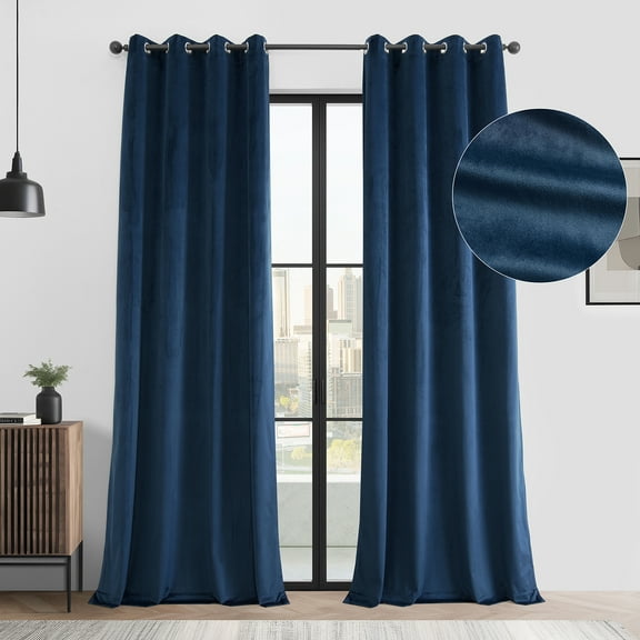 HPD Half Price Drapes Basic Deluxe Velvet Room Darkening Curtains 2 Panels Set - Grommet Curtains 84 Inches Long Window Curtains for Living Room & Curtains for Bedroom, 50W x 84L, Deep Cobalt Blue