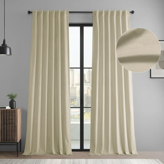 HPD Half Price Drapes Basic Deluxe Velvet Room Darkening Curtains with Rod Pocket - 2 Panels Set - Window Curtains for Living Room & Curtains for Bedroom, 50W X 108L, Light Ivory