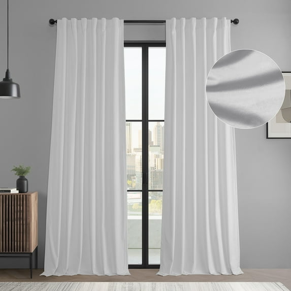 HPD Half Price Drapes Basic Deluxe Velvet Room Darkening Curtains with Rod Pocket - 2 Panels Set - Window Curtains for Living Room & Curtains for Bedroom, 50W X 108L, White