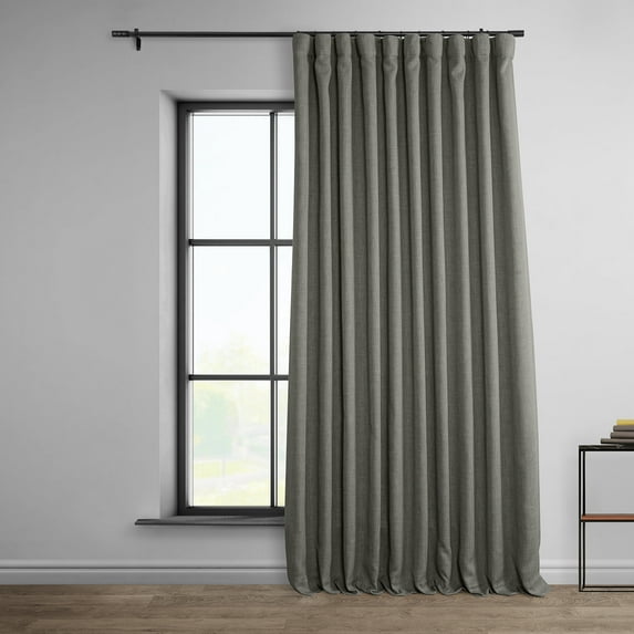 HPD Half Price Drapes Blazer Grey Extra Wide Faux Linen Room Darkening Curtains for Bedroom & Living Room Curtains (1 Panel), Window Curtains 96 inches long, extra wide curtains & drapes, 100W X 96L