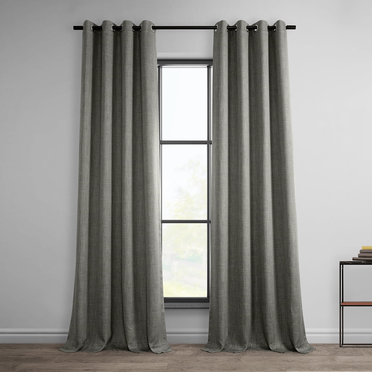 HPD Half Price Drapes Blazer Grey Grommet Faux Linen Room Darkening Curtains for Bedroom & Living Room Curtains (1 Panel), Door & Window Curtains 108 inches long, 50W X 108L