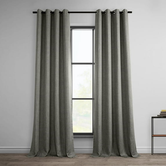 HPD Half Price Drapes Blazer Grey Grommet Faux Linen Room Darkening Curtains for Bedroom & Living Room Curtains (1 Panel), Door & Window Curtains 120 inches long, 50W X 120L