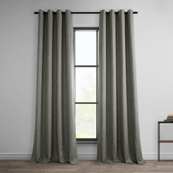 HPD Half Price Drapes Blazer Grey Grommet Faux Linen Room Darkening Curtains for Bedroom & Living Room Curtains (1 Panel), Door & Window Curtains 120 inches long, 50W X 120L
