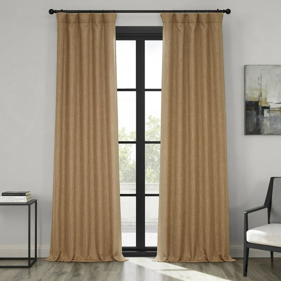 HPD Half Price Drapes Butterscotch Faux Linen Room Darkening Curtains for Bedroom & Living Room Curtains (1 Panel), Door & Window Curtains 108 inches long, 50W X 108L