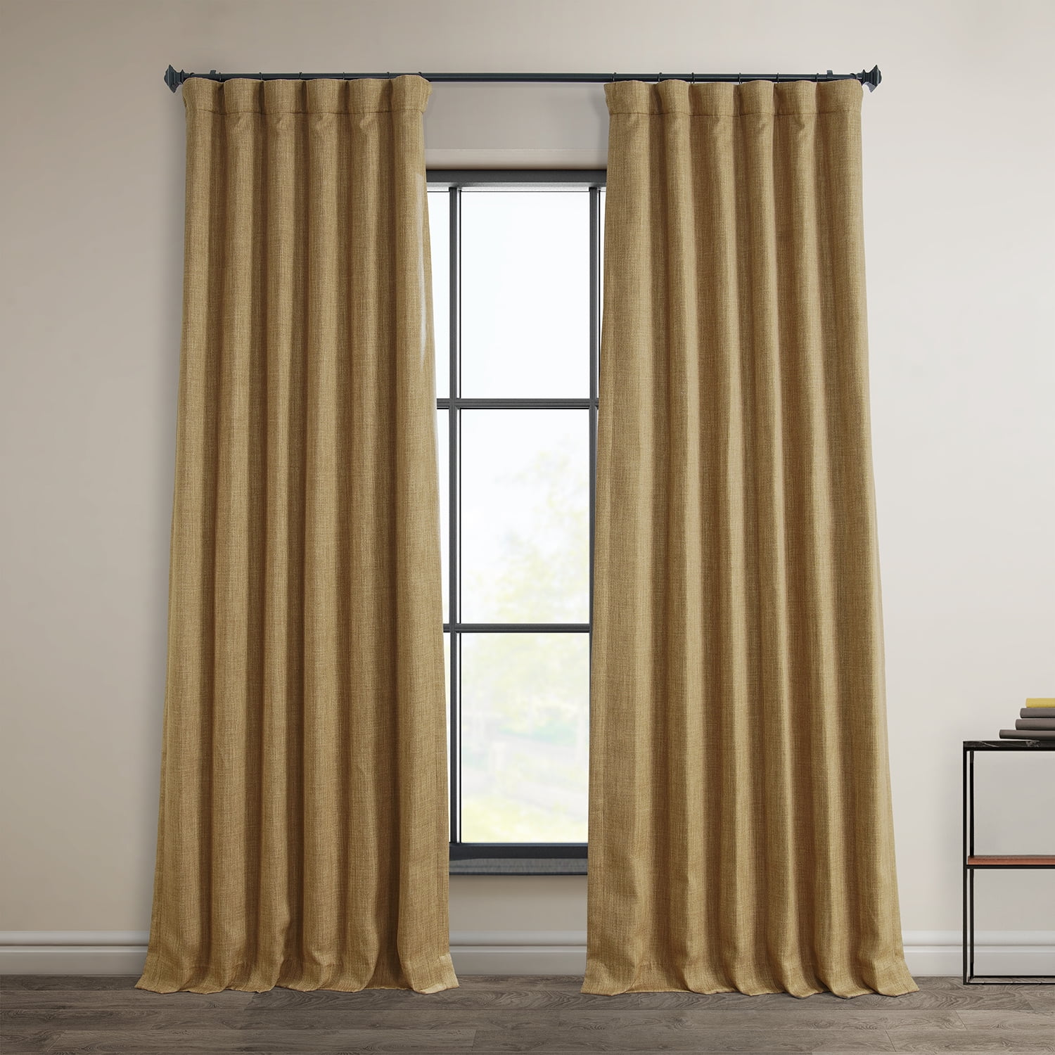 Butterscotch Faux Linen Blackout Puddle Length Window Panel