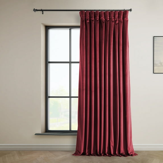 HPD Half Price Drapes Cinema Red Heritage Plush Velvet Room Darkening Curtains for Bedroom & Living Room Curtains (1 Panel), Window Curtains 120 inches long, Extra Wide Curtains & Drapes, 100W X 120L