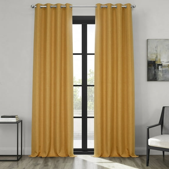 HPD Half Price Drapes Dandelion Gold Grommet Faux Linen Room Darkening Curtains for Bedroom & Living Room Curtains (1 Panel), Window Curtains 108 inches long, Grommet Curtains & drapes, 50W X 108L
