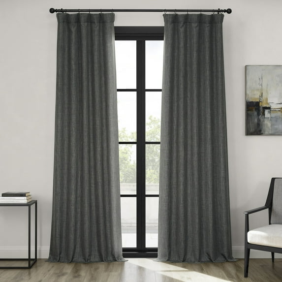 HPD Half Price Drapes Dark Gravel Faux Linen Room Darkening Curtains for Bedroom & Living Room Curtains (1 Panel), Door & Window Curtains 84 inches long, Rod Pocket curtains & drapes, 50W X 84L