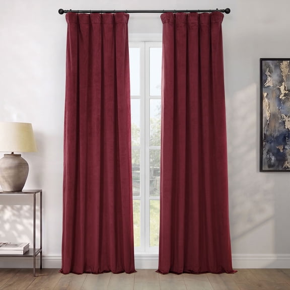 HPD Half Price Drapes Dark Merlot Heritage Plush Velvet Room Darkening Curtains for Bedroom & Living Room Curtains (1 Panel), Window Curtains 108 inches long, Rod Pocket Curtains & Drapes, 50W X 108L