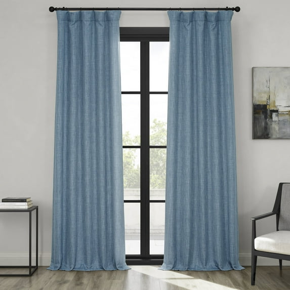 HPD Half Price Drapes Denim Faux Linen Room Darkening Curtains for Bedroom & Living Room Curtains (1 Panel), Door & Window Curtains 120 inches long, Rod Pocket Curtains & Drapes, 50W X 120L