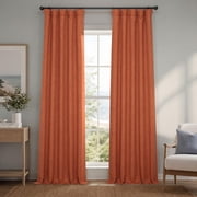 Desert Orange Faux Linen Room Darkening Curtains for Bedroom & Living Room Curtains (1 Panel), 50W X 84L