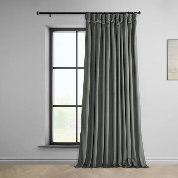 HPD Half Price Drapes Destiny Grey Heritage Plush Velvet Room Darkening Curtains for Bedroom & Living Room Curtains (1 Panel), Window Curtains 84 inches long, Extra Wide Curtains & Drapes, 100W X 84L