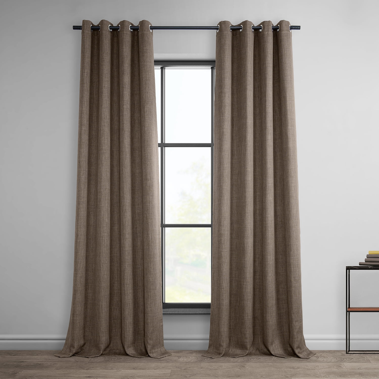 HPD Half Price Drapes Dutch Cocoa Grommet Faux Linen Room Darkening