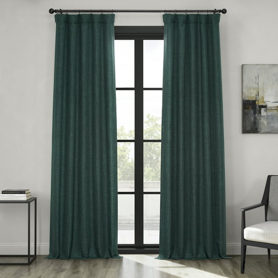 HPD Half Price Drapes Focal Green Faux Linen Room Darkening Curtains for Bedroom & Living Room Curtains (1 Panel), Door & Window Curtains 96 inches long, Rod Pocket Curtains & drapes, 50W X 96L