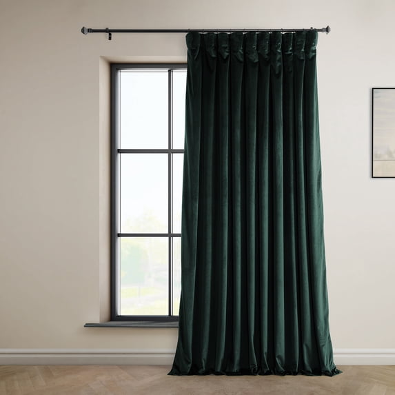 HPD Half Price Drapes Forestry Green Heritage Plush Velvet Room Darkening Curtains for Bedroom & Living Room Curtains (1 Panel), Window Curtains 108 inches long, Extra Wide Curtains, 100W X 108L