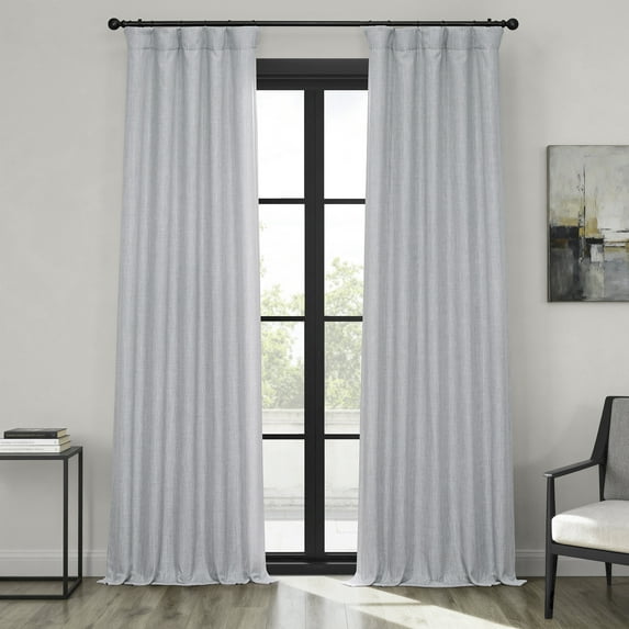 HPD Half Price Drapes Heather Grey Faux Linen Room Darkening Curtains for Bedroom & Living Room Curtains (1 Panel), Door & Window Curtains 63 inches long, Rod Pocket Curtains & drapes, 50W X 63L