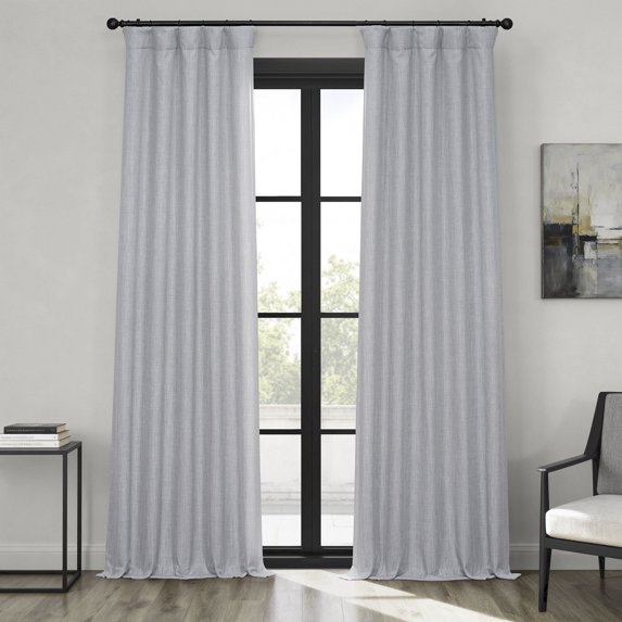 HPD Half Price Drapes Heather Grey Faux Linen Room Darkening Curtains for Bedroom & Living Room Curtains (1 Panel), Door & Window Curtains 84 inches long, Rod Pocket Curtains & drapes, 50W X 84L