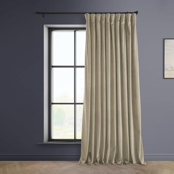 HPD Half Price Drapes Light Beige Extra Wide Heritage Plush Velvet Room Darkening Curtains for Bedroom & Living Room Curtains (1 Panel), 120 Inch Curtains, Extra Wide Curtains & Drapes, 100W X 120L