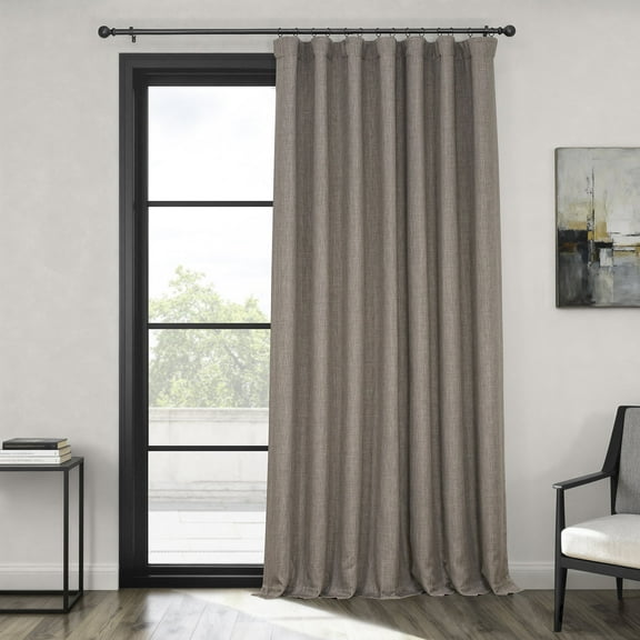HPD Half Price Drapes Mink Faux Linen Extra Wide Room Darkening Curtains for Bedroom & Living Room Curtains (1 Panel), Door & Window Curtains 108 inch length, Rod Pocket Curtains, 100W X 108L