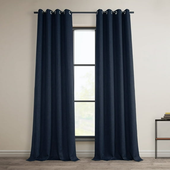 HPD Half Price Drapes Nightfall Navy Grommet Faux Linen Room Darkening Curtains for Bedroom & Living Room Curtains (1 Panel), Window Curtains 108 inches long, Grommet curtains & drapes, 50W X 108L