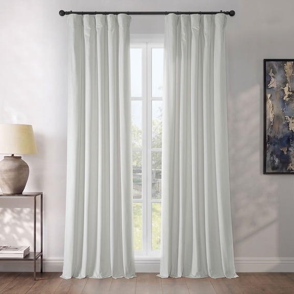 Pillow White Heritage Plush Velvet Room Darkening Curtains for Bedroom & Living Room Curtains (1 Panel), 50W X 108L