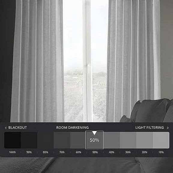 HPD Half Price Drapes Premium Heavy Faux Linen Curtains for Living Room (1 Panel), 50W x 120L Light Filtering Curtains 120 Inches Long Window Curtains for Bedroom, Rice White