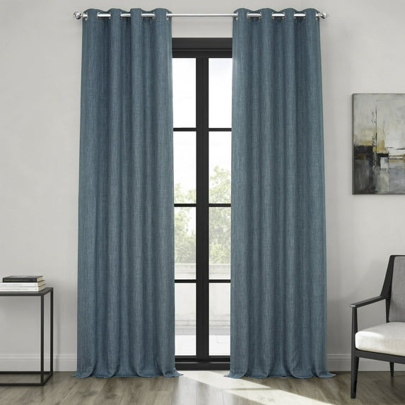 HPD Half Price Drapes Reverie Blue Grommet Faux Linen Room Darkening Curtains for Bedroom & Living Room Curtains (1 Panel), Window Curtains 108 inches long, Grommet Curtains & drapes, 50W X 108L