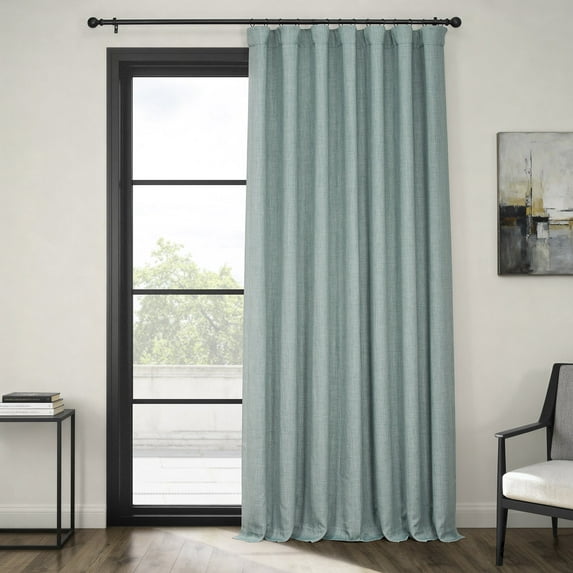 HPD Half Price Drapes Sea Thistle Extra Wide Faux Linen Room Darkening Curtains for Bedroom & Living Room Curtains (1 Panel), Door & Window Curtains 96 inches long, Rod Pocket Curtains, 100W X 96L