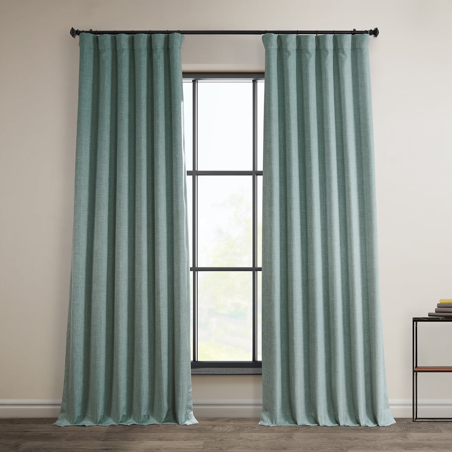 Sea Thistle Gray Faux Linen Blackout Curtains 50" x 108"
