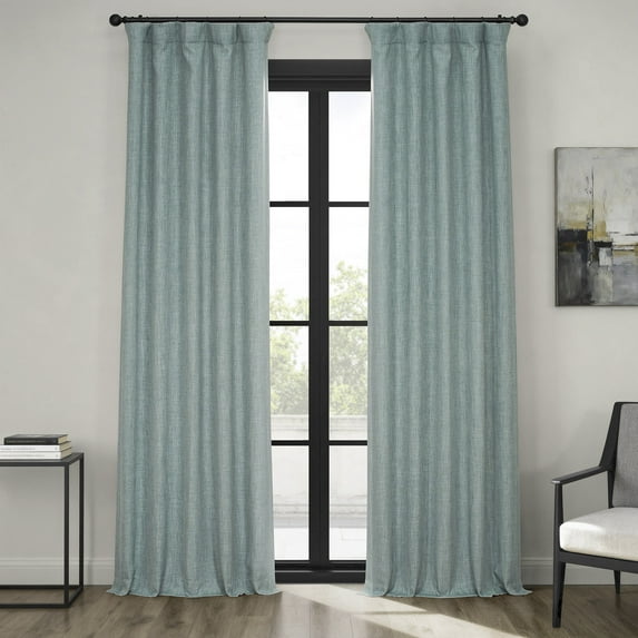 HPD Half Price Drapes Sea Thistle Faux Linen Room Darkening Curtains for Bedroom & Living Room Curtains (1 Panel), Door & Window Curtains 96 inches long, Rod Pocket Curtains, 50W X 96L