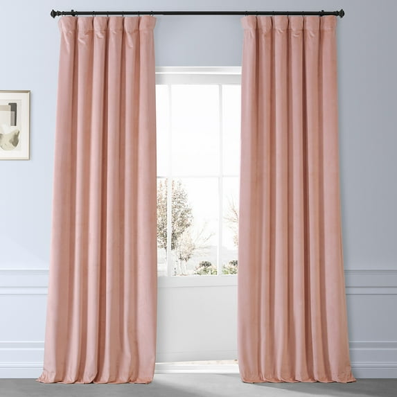 HPD Half Price Drapes Signature Apricot Blossom Plush Velvet Hotel Blackout Curtain (1 Panel), Apricot Blossom, 50W X 84L