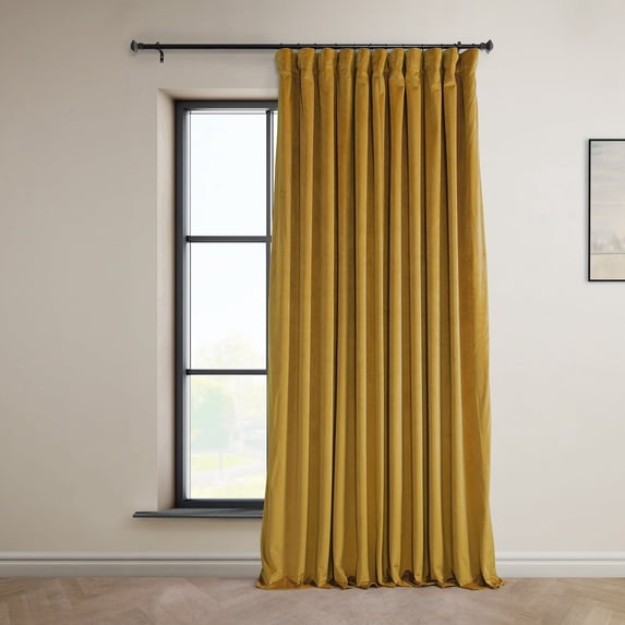 HPD Half Price Drapes Signature Extra Wide Sophomore Gold Velvet Blackout Curtains(1 Panel), 100W X 108L
