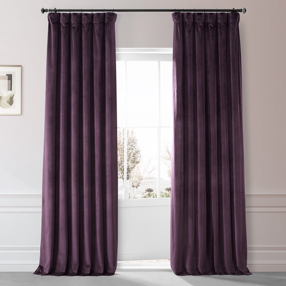 HPD Half Price Drapes Signature Plum Blossom Plush Velvet Hotel Blackout Curtains (1 Panel), 50W X 96L
