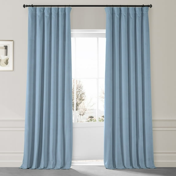 HPD Half Price Drapes Signature Starry Blue Plush Velvet Hotel Blackout Curtains (1 Panel), 50W X 96L