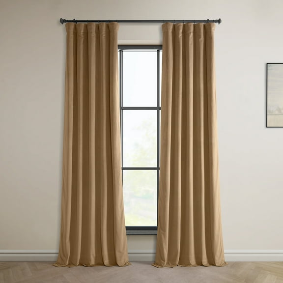 HPD Half Price Drapes Spiced Rum Heritage Plush Velvet Room Darkening Curtains for Bedroom & Living Room Curtains (1 Panel), Window Curtains 96 inches long, Rod Pocket Curtains & Drapes, 50W X 96L