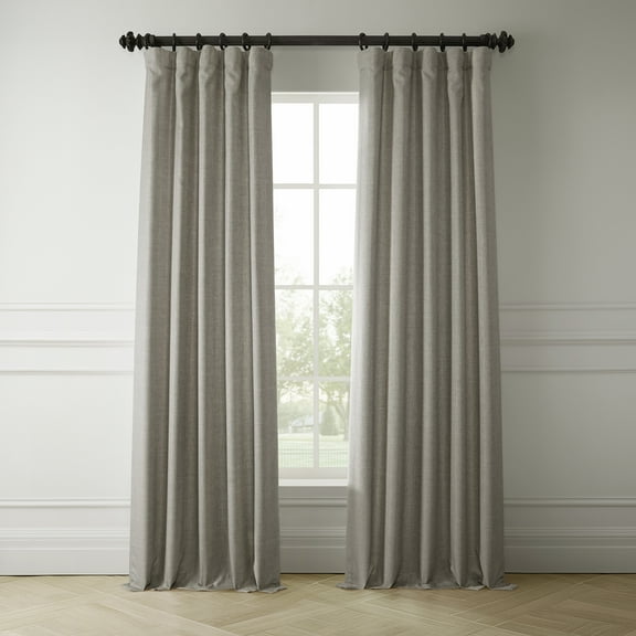 HPD Half Price Drapes Taupe Grey Italian Faux Linen Room Darkening Curtains with Rod Pocket - 1 Panel - Window Curtains for Living Room & Curtains for Bedroom, 50W X 96L