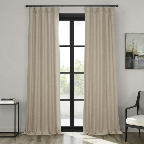 HPD Half Price Drapes Thatched Tan Faux Linen Room Darkening Curtains for Bedroom & Living Room Curtains (1 Panel), Door & Window Curtains 84 inches long, Rod Pocket curtains & drapes, 50W X 84L