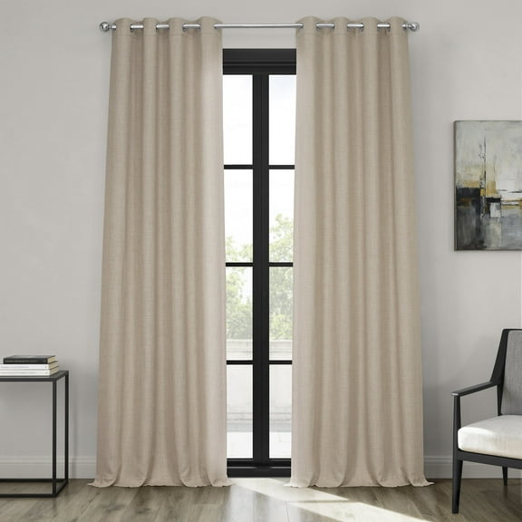 HPD Half Price Drapes Thatched Tan Grommet Faux Linen Room Darkening Curtains for Bedroom & Living Room Curtains (1 Panel), Door & Window Curtains 120 inches long, 50W X 120L