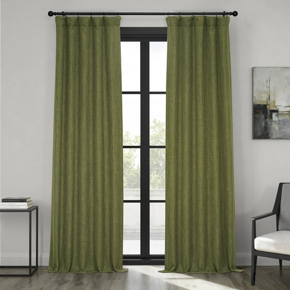 HPD Half Price Drapes Tuscany Green Faux Linen Room Darkening Curtains for Bedroom & Living Room Curtains (1 Panel), Door & Window Curtains 96 inches long, Rod Pocket Curtains, 50W X 96L