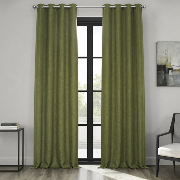 HPD Half Price Drapes Tuscany Green Grommet Faux Linen Room Darkening Curtains for Bedroom & Living Room Curtains (1 Panel), Door & Window Curtains 96 inches long, Grommet Curtain, 50W X 96L