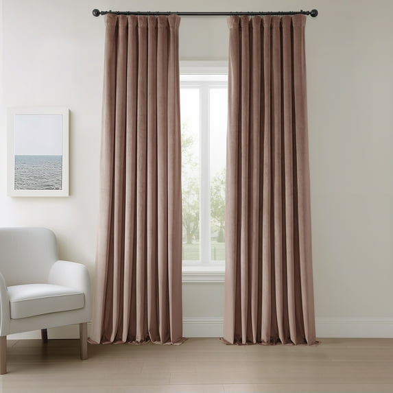 HPD Half Price Drapes Wild Rose Heritage Plush Velvet Room Darkening Curtains for Bedroom & Living Room Curtains (1 Panel), Window Curtains 120 inches long, Rod Pocket Curtains & Drapes, 50W X 120L
