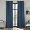thumbnail image 1 of HPD Half Price Indigo Faux Linen Room Darkening Curtains for Bedroom & Living Room Curtains (1 Panel), Window Curtains 120 inches long, Rod pocket curtains & drapes, 50W X 120L, 1 of 12