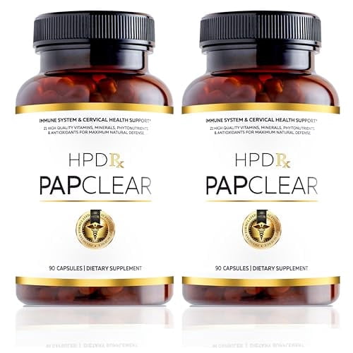 HPD RX Papclear All Natural Advanced Immune Support Supplement, 21 Vitamins & Nutrients with Organic Shiitake Mushroom & Lycopene, 90 Capsules, Pack of 2