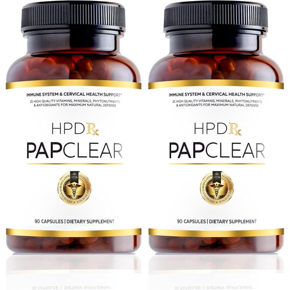 HPD RX Papclear All Natural Advanced Immune Support Supplement, 21 Vitamins & Nutrients with Organic Shiitake Mushroom & Lycopene, 90 Capsules, Pack of 2