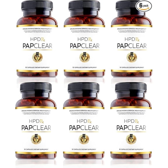 HPD Rx PAPCLEAR Physician Formulated, All Natural Immune Support Supplement, Advanced Powerful Immunity Booster, 90 Capsules, Pack of 6