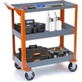 thumbnail image 1 of HPDAVV 3-Tier Heavy Duty Utility Cart - 1000 lbs Capacity Metal Service Cart with 5" Locking Wheels, Orange/Grey, 1 of 9
