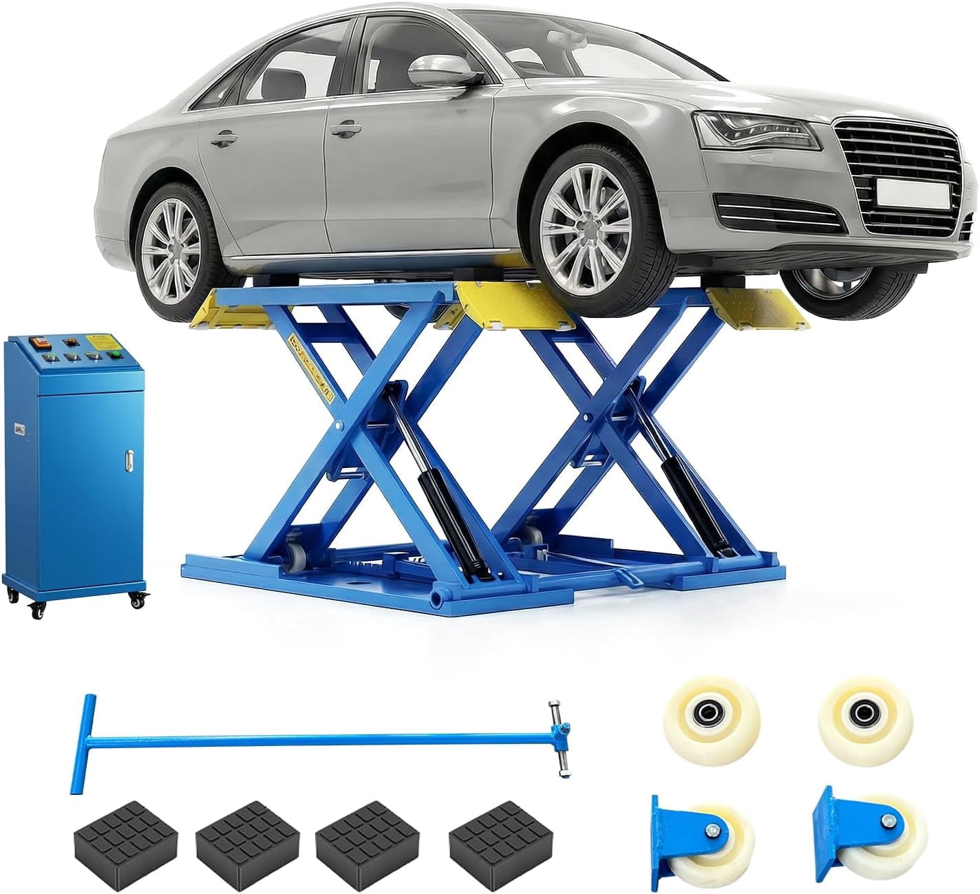 HPDAVV 8,000 LBS Portable Car Lift, 110V Electric Unlock Hydraulic Vehicle Lift with 40" Max Lift Height, Rolling Mobile Garage Auto Lift for SUVs, Trucks and Light Duty Vehicles